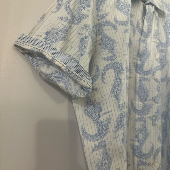 Bugatchi Men Classic Fit Short Sleeve Shirt - Large - Paisley Pattern - Picture 3 of 11